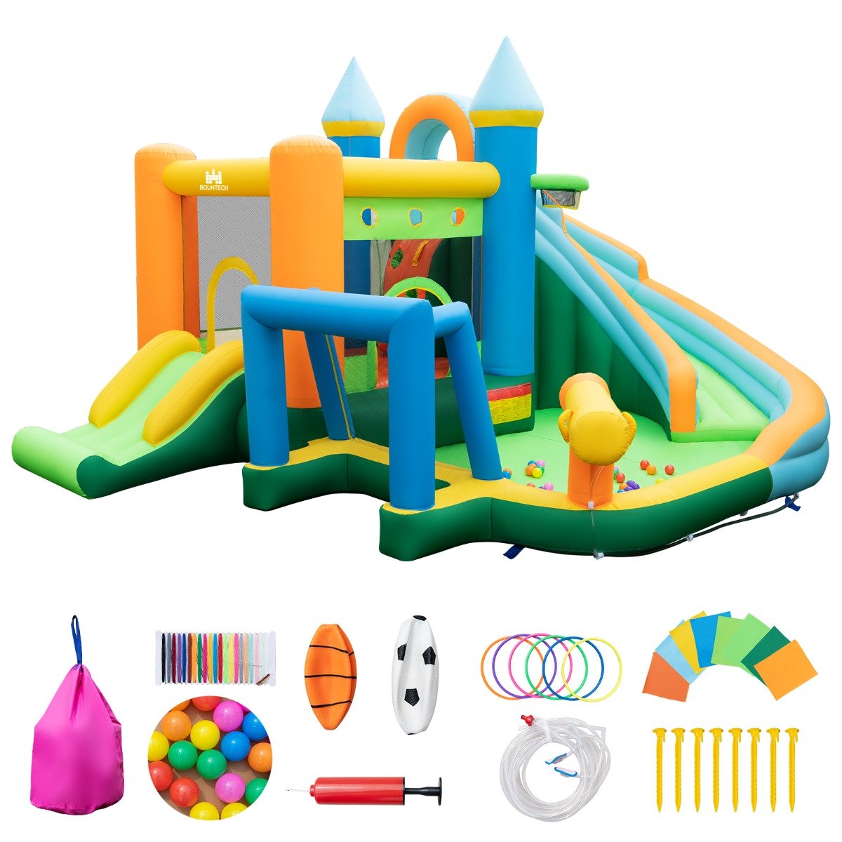 Inflatable Water Slide Blowup Water Park with Splash Pool (Without Blower)