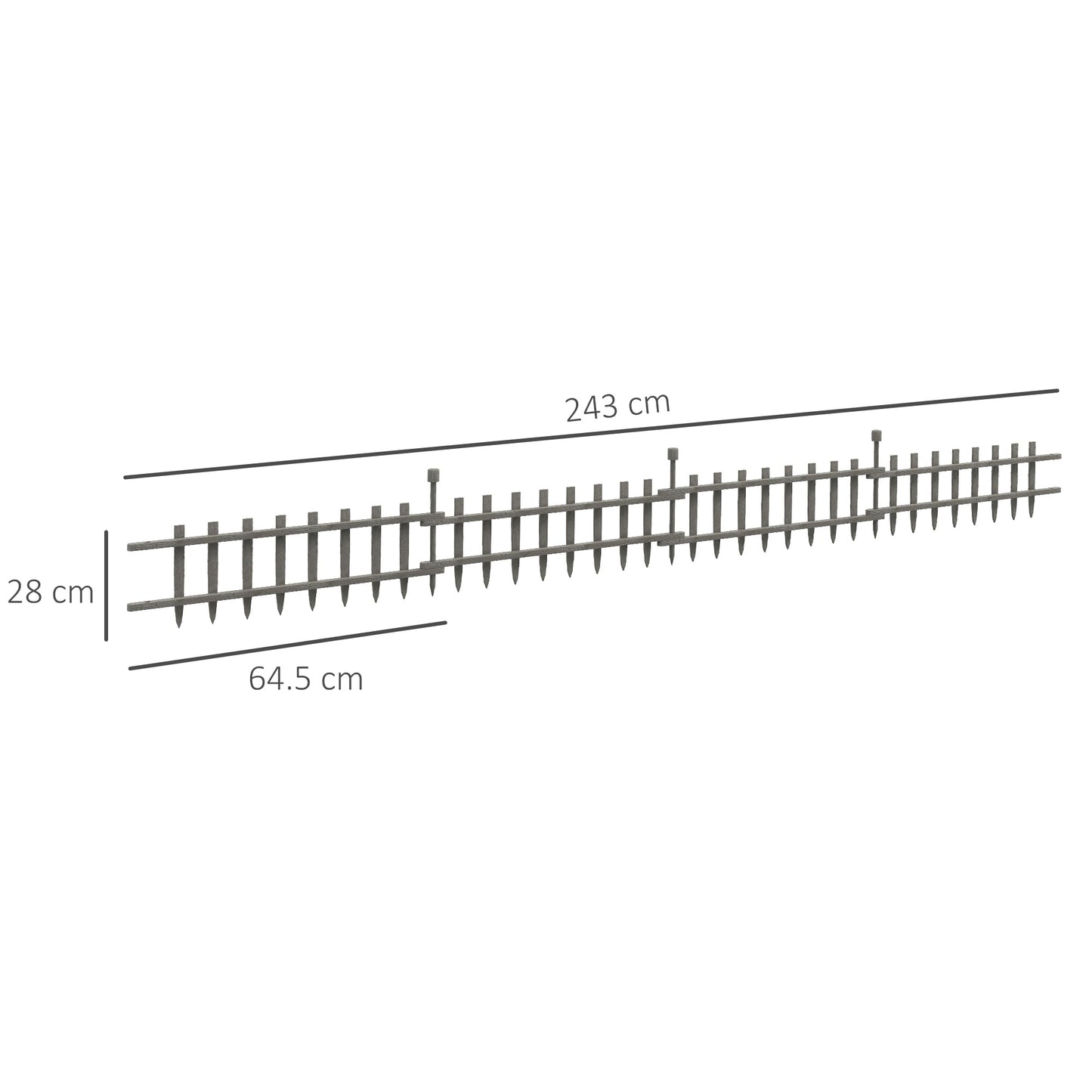 Outsunny 4PCs Drewniane Ogrodzenie Ogrodowe Krawędź Krajobrazu, Szary