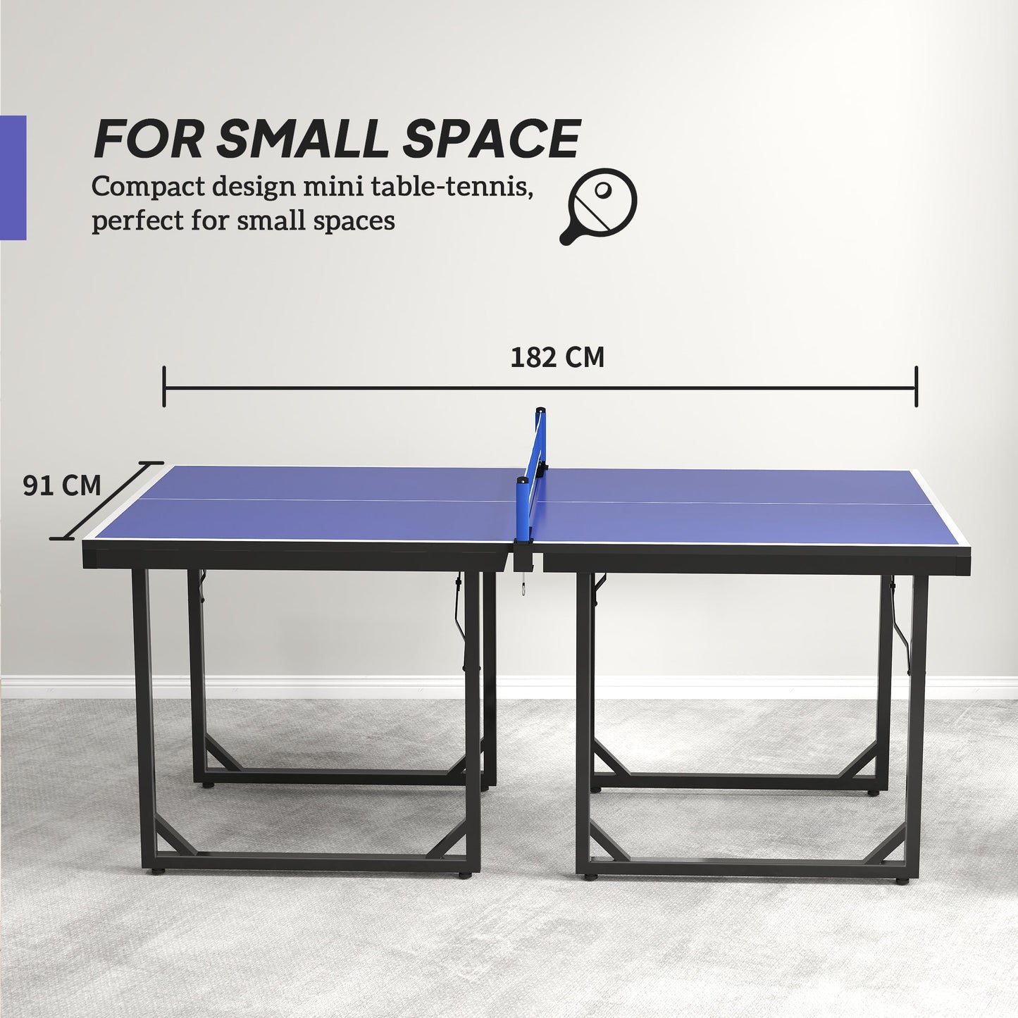 HOMCOM 6ft Table Tennis Table, Ping Pong Table with Net, Foldable and Portable Ping Pong Set for Indoor Outdoor Use, Easy Assemble, Midsize, Blue