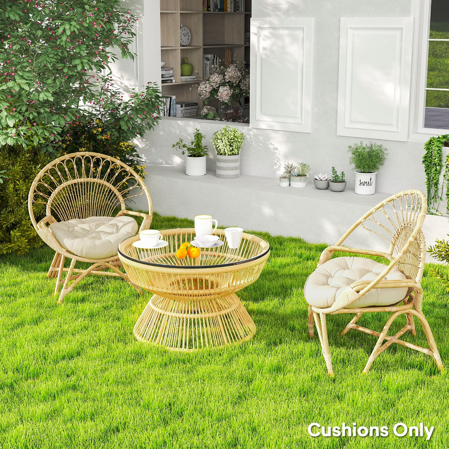 Outsunny Set of Two â60cm Outdoor Cushions - Beige