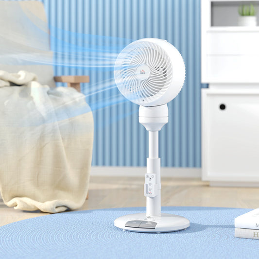 HOMCOM 9'' Air Circulator Fan 3 Speed 3 Mode, 70 Oscillation 90 Vertical Tilt, Remote Controller, for Living Room, Bedroom, Office, White