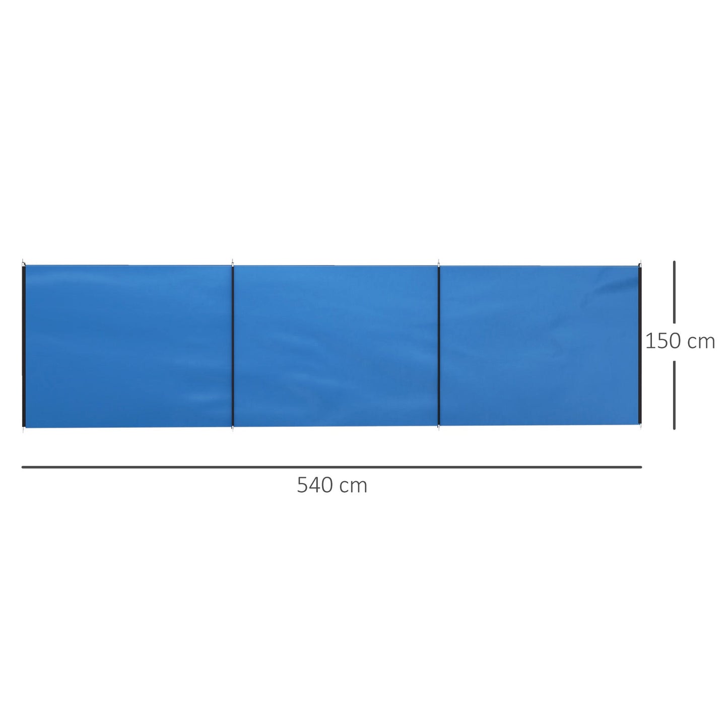 Outsunny 5 Pole Camping Windbreaks, osłona przeciwwiatrowa na plażę z torbą transportową i stalowymi słupkami, osłona prywatności na zewnątrz przyczepy kempingowej, 540 cm x 150 cm, niebieski