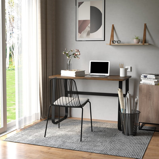 HOMCOM Computer Table in Rustic Brown and Black, image 2