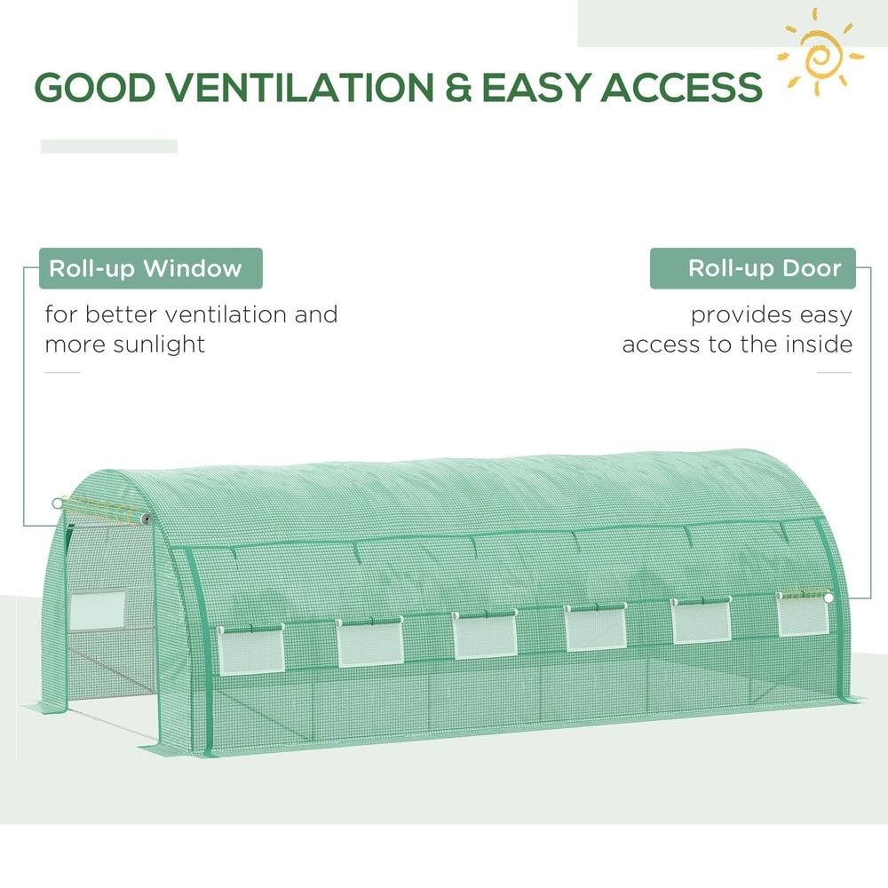 Outsunny Polytunnel Greenhouse Walk-in Grow House Tent in Green, image 5