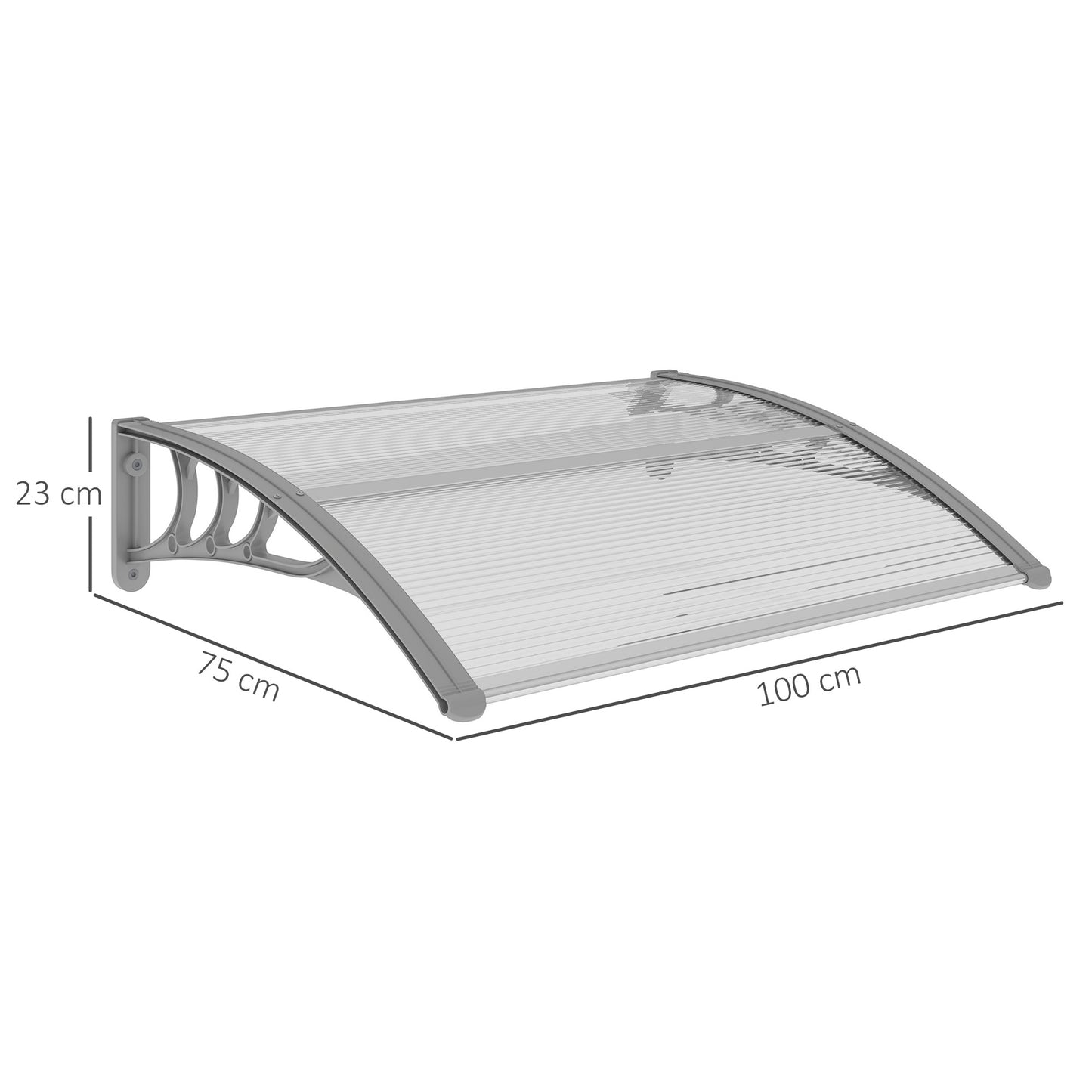 Outsunny Door Canopy Awning Outdoor Window Rain Shelter Cover for Front/Back Door Porch Clear 100 x 75cm