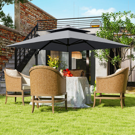 Outsunny Cantilever Parasol with Aluminium Frame in Light Grey, image 2