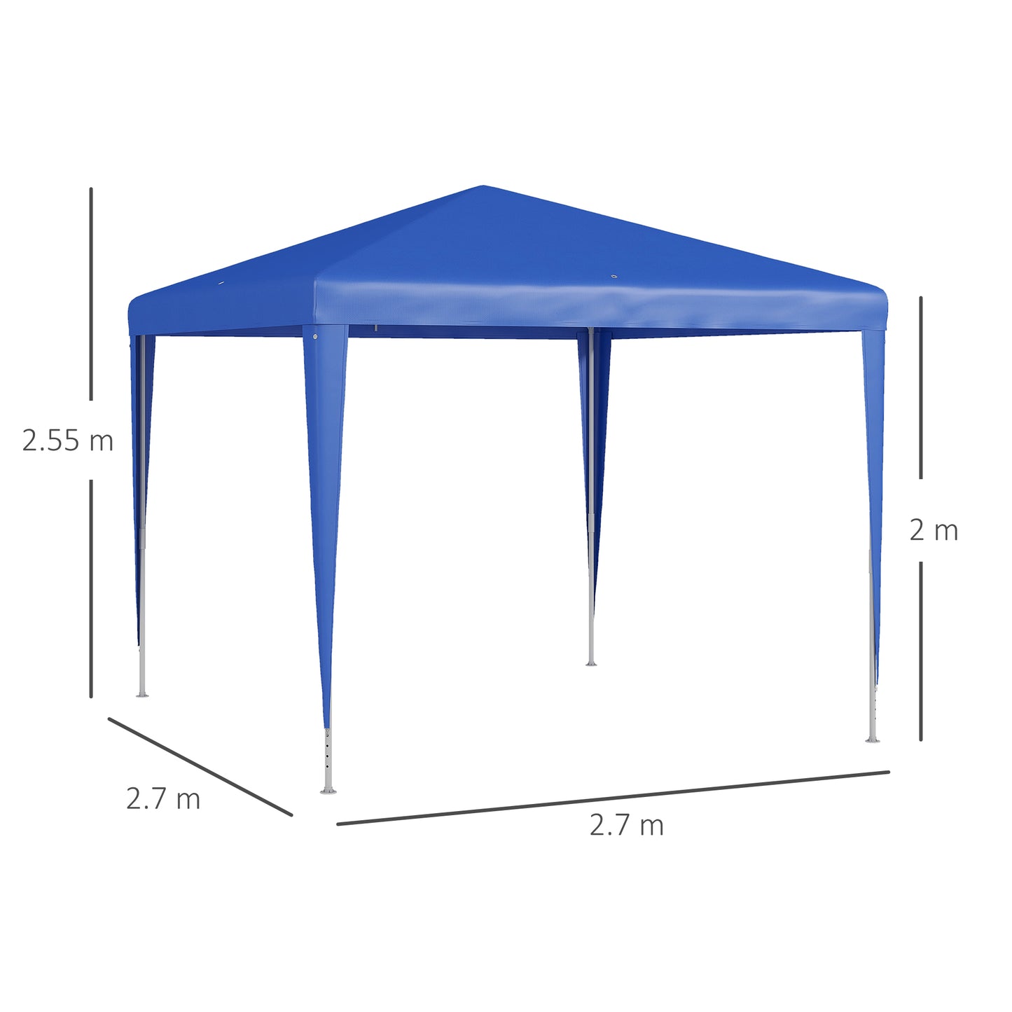 Outsunny 2,7m x 2,7m altana ogrodowa namiot imprezowy baldachim ślubny na zewnątrz (niebieski)