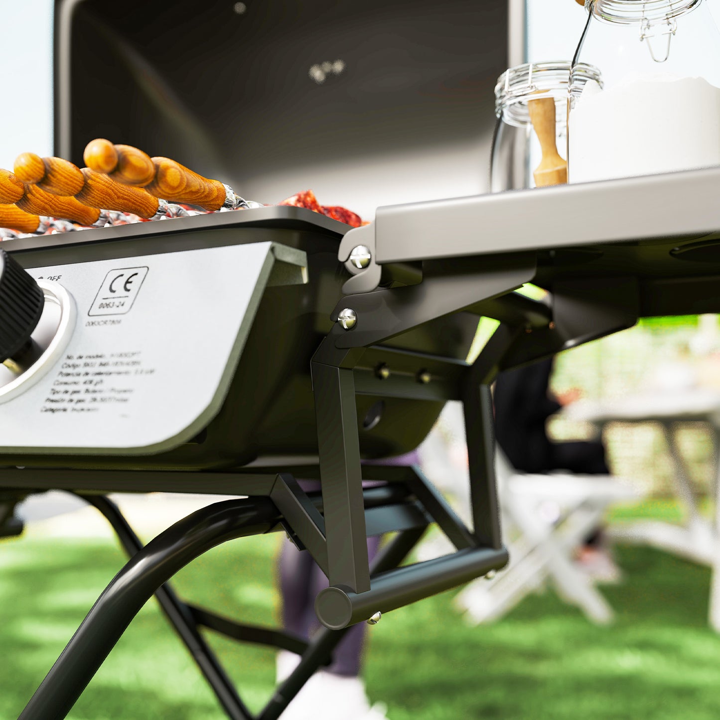 Outsunny Dwupalnikowy przenośny grill walizkowy - czarny