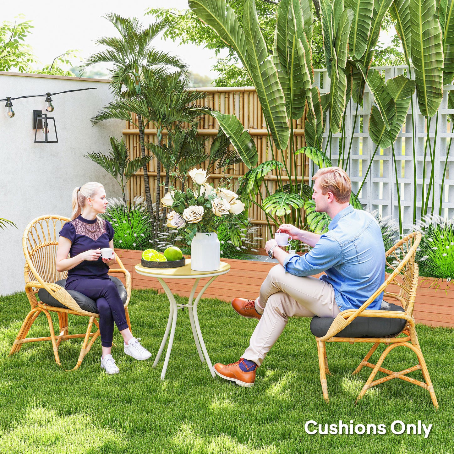 Outsunny Zestaw dwóch poduszek ogrodowych â60cm - Ciemnoszary