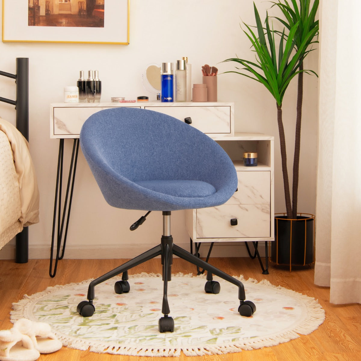 Armless Desk Chairs with Curved Backrest for Office