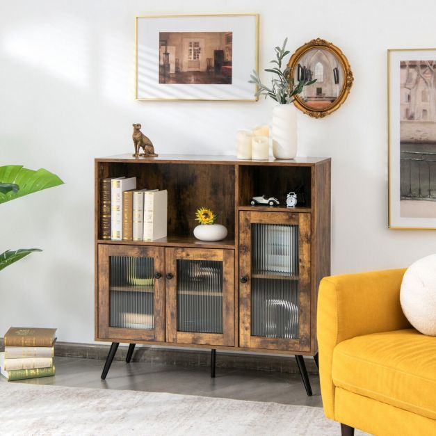 Vintage Sideboard with Adjustable Shelves for Dining / Living / Study Rustic Brown