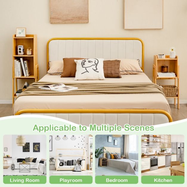 3 Tier Free Standing Tall Bamboo Bookshelf with Legs