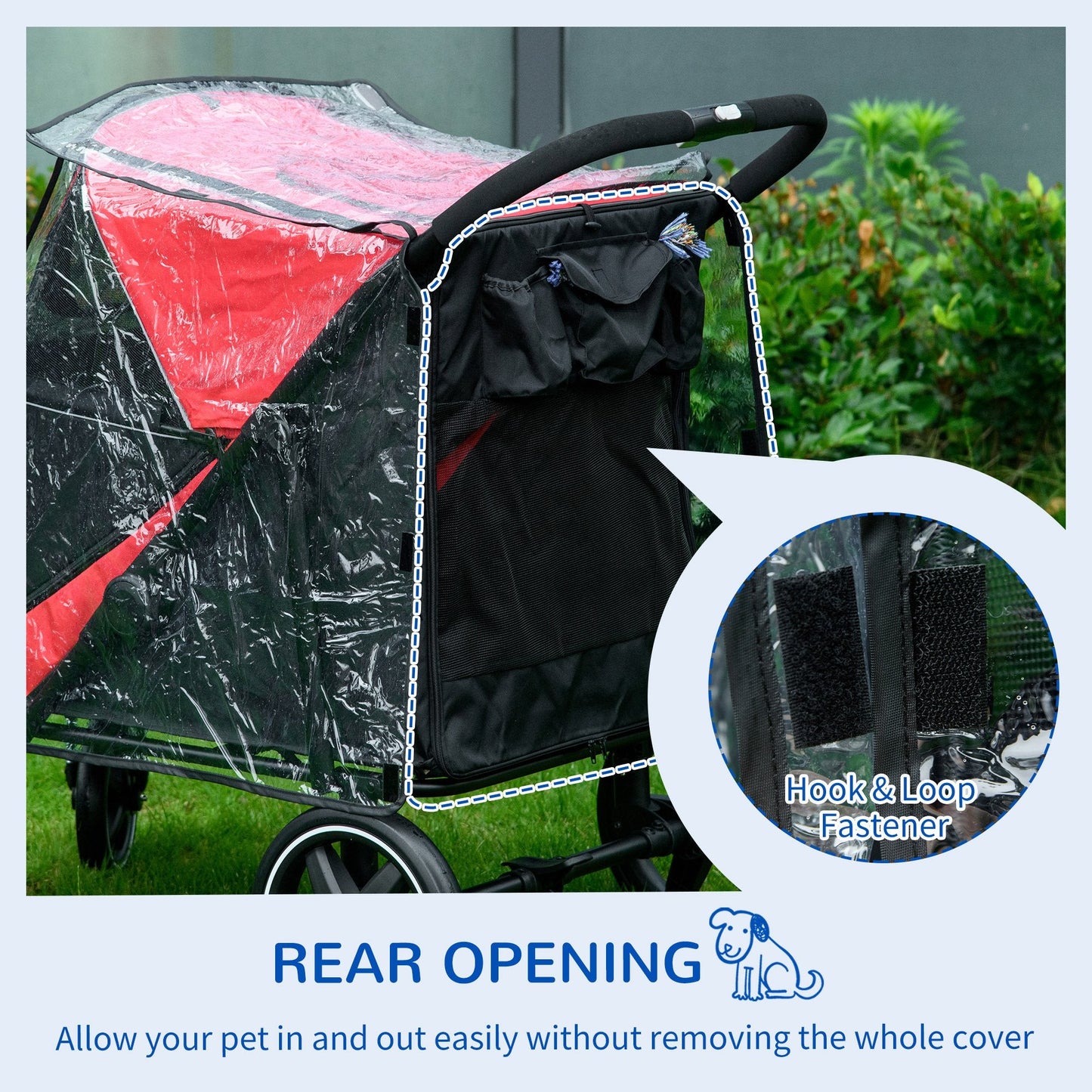 PawHut Rain Cover na wózek dla psa, spacerówkę z wejściem z tyłu