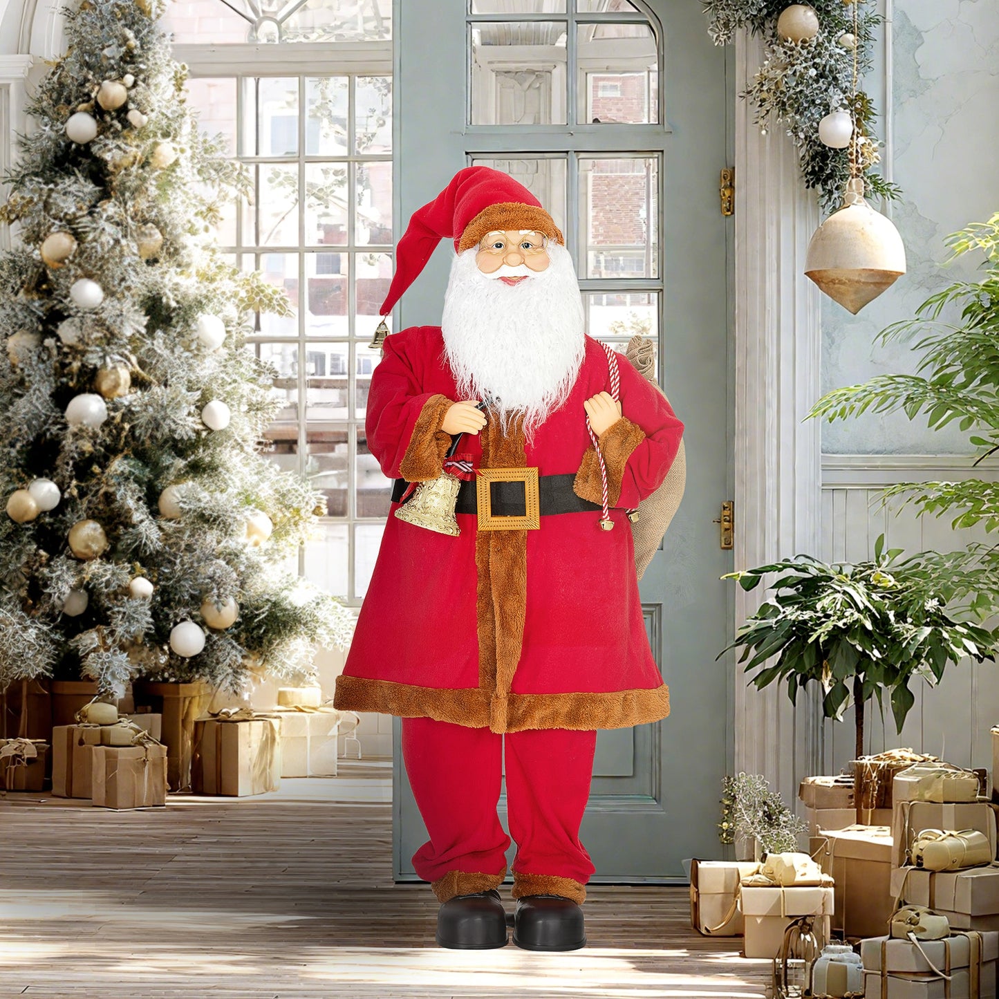 HOMCOM Singing and Dancing Santa Claus with Bell and Sack