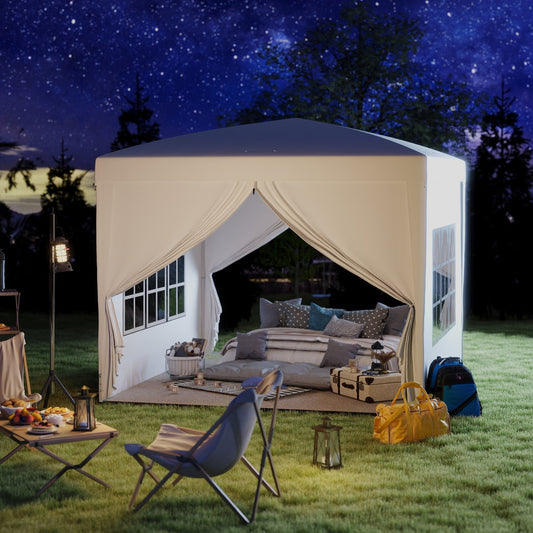 Outsunny 3 x 3m Pop Up Gazebo, Wedding Party Canopy Tent Marquee with Carry Bag and Windows, White