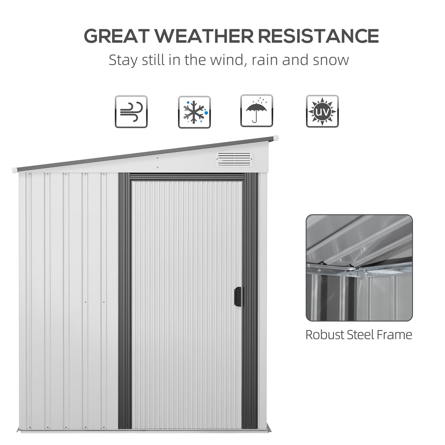 Outsunny 7 x 5ft Galvanised Metal Shed, with Sliding Door