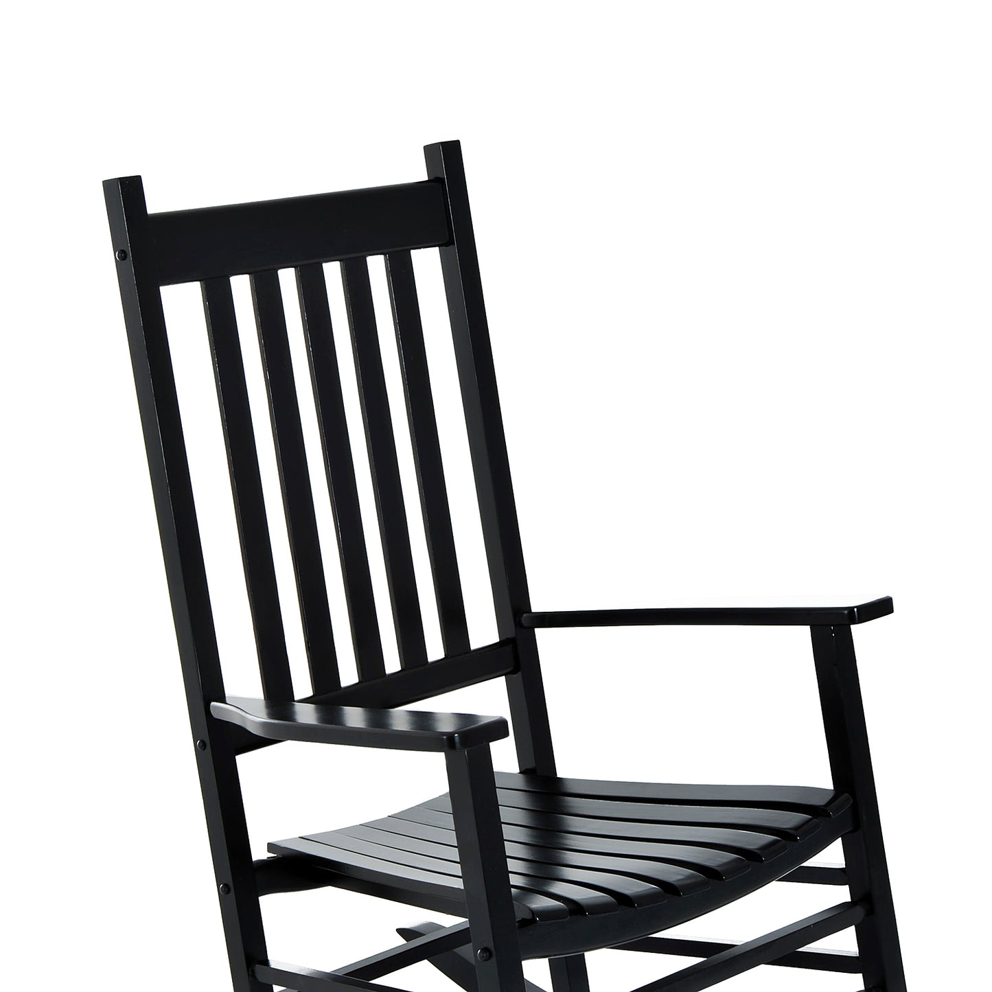 Outsunny Outdoor Porch Rocking Chair Fotel Drewniany Patio Rocker Balkon Taras Ogród Siedzisko Czarny
