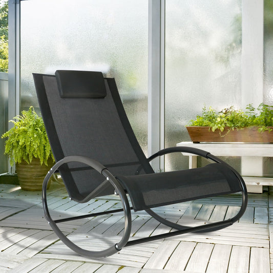 Outsunny Rocking Chair in Black, image 2