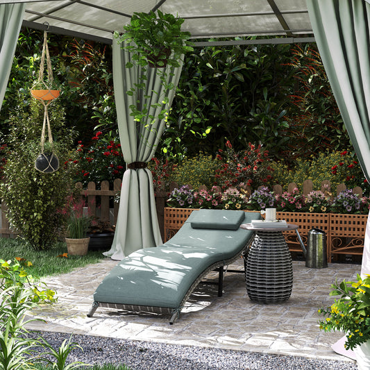 Outsunny Rattan Folding Sun Lounger in Mixed Grey, image 2