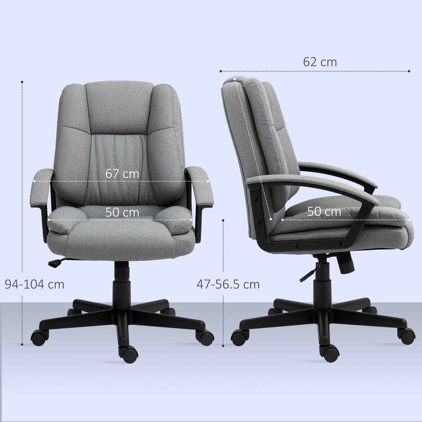 Krzesło biurowe HOMCOM Linen-Look Padded - szare