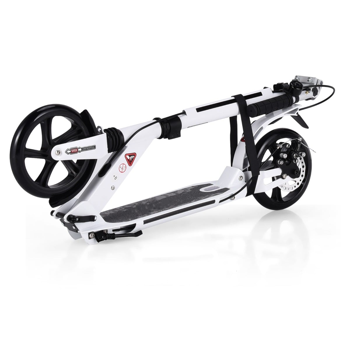 Kick Scooter with Adjustable Handlebar and Anti-Shocking Suspension-White