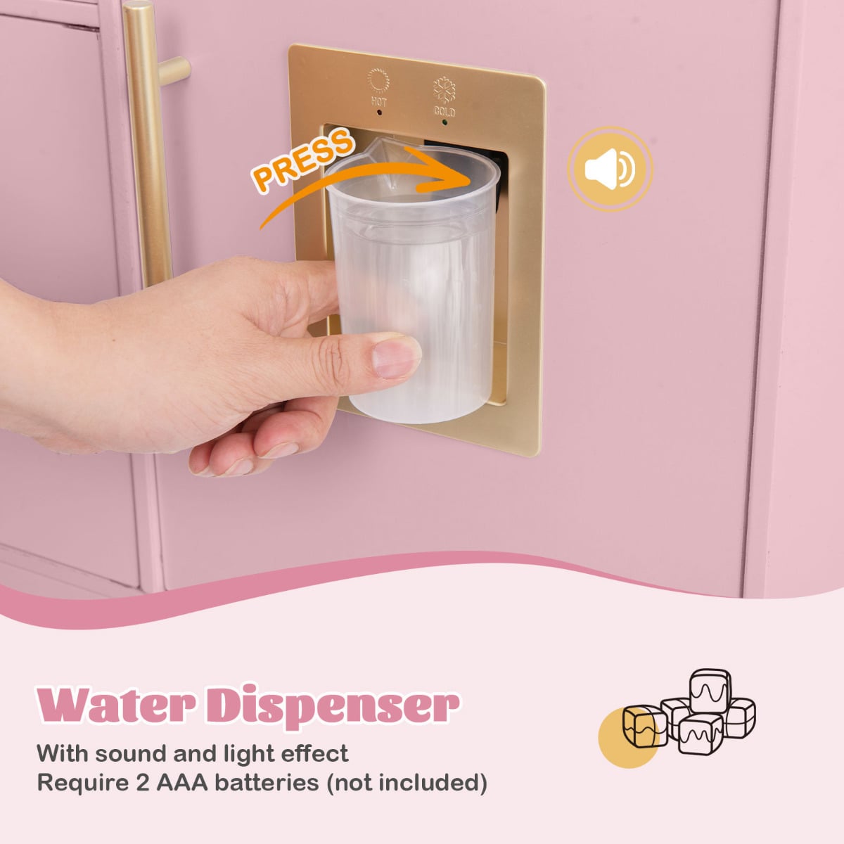 Kids Kitchen Playset with Coffee Maker and Stove Top and Golden Utensils-Pink