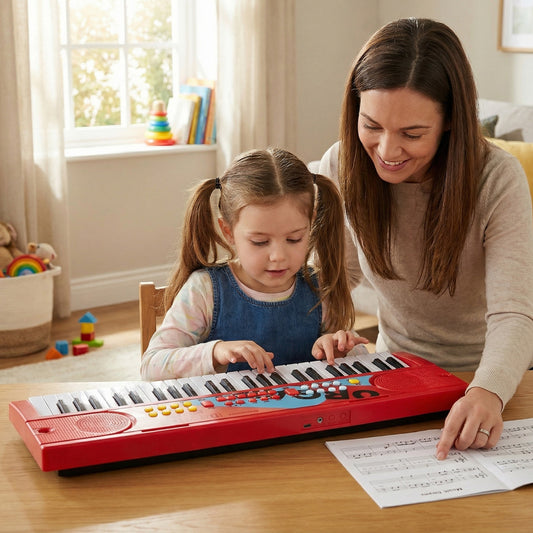 49 Keys Portable Kids Piano Keyboard-Red