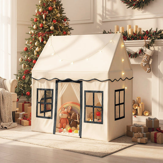 Kids Play Tent with Star Lights and Non-slip Mat-Beige