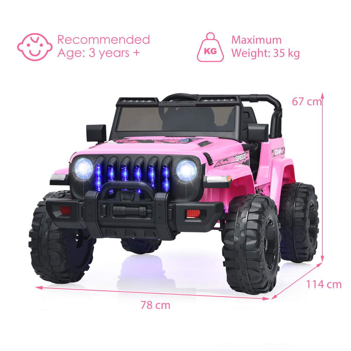12V Kids Ride on Truck with 2.4G Parental Remote Control and Music-Pink