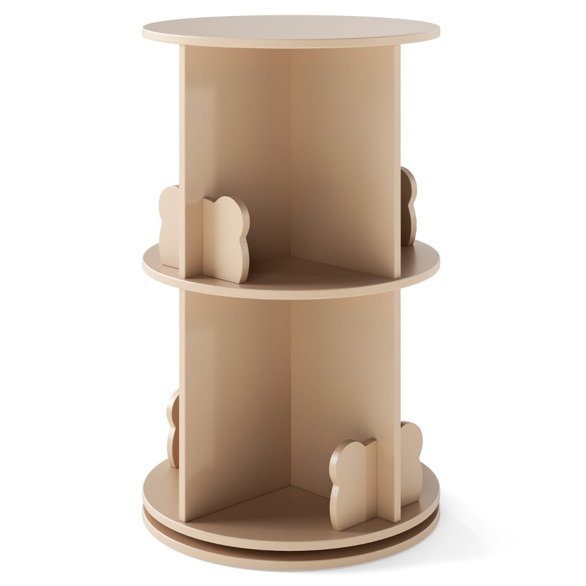 2 Tier Freestanding 360° Revolving Display Storage Rack with Bunny Baffles-Natural
