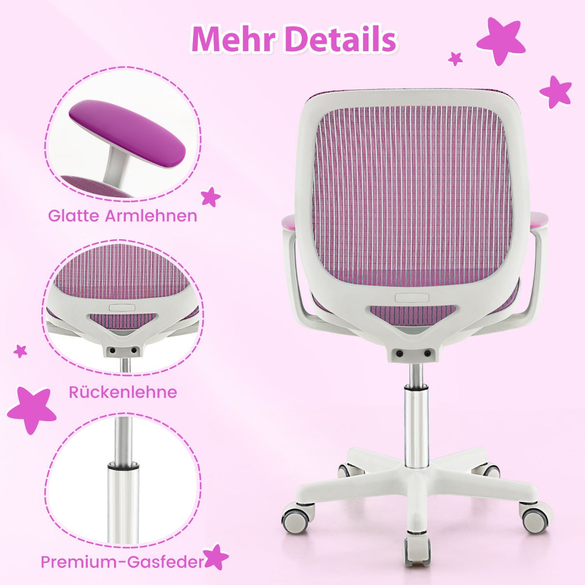 Swivel Mesh Children Computer Chair with Adjustable Height-Purple