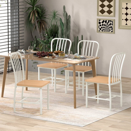 Kitchen Dining Chair Set of 4 with Ergonomic Seat and Footrest-White