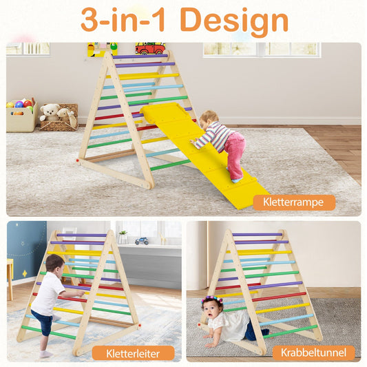 Wooden Climbing Ladder with Ramp for Kindergarten or Home-Colorful