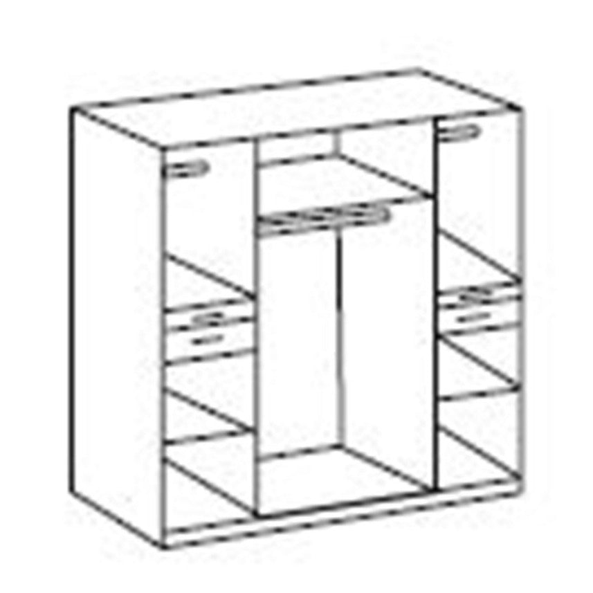 Wardrobe KODERA 4 Door Mirrored Wardrobe Oak 180cm