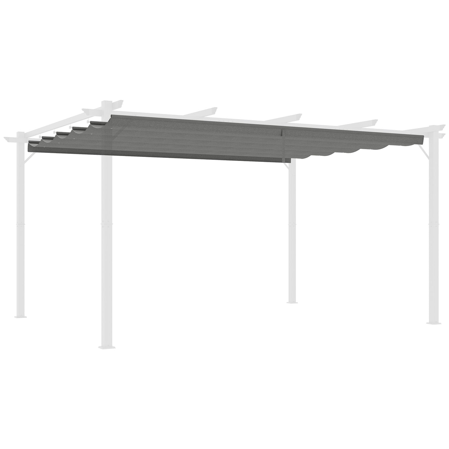 Osłona przeciwsłoneczna Outsunny Retractable Pergola Shade Cover, wymienna osłona do pergoli 4 x 3 (m), dach chowany, jasnoszary