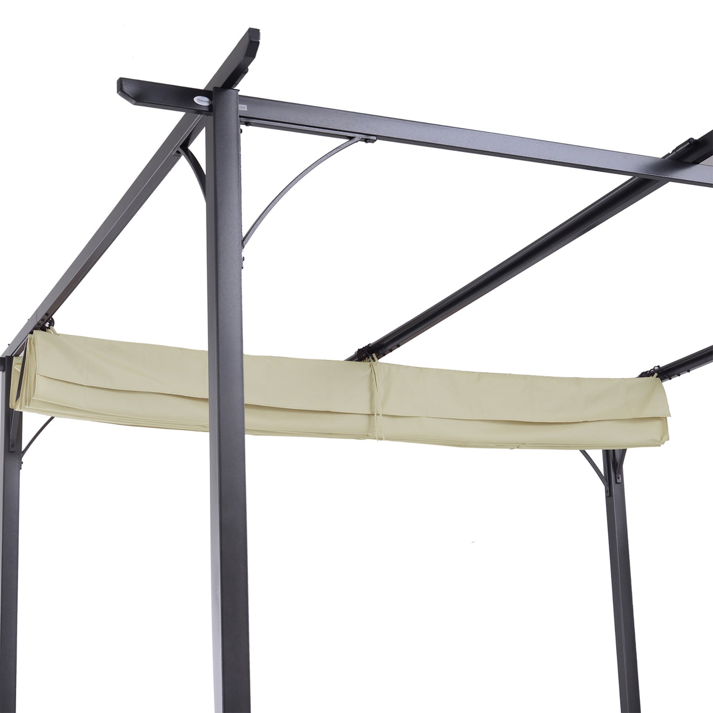Outsunny 3 x 3(m) Metalowa pergola z chowanym dachem, metalowa altana ogrodowa, zadaszenie pergoli. Zewnętrzny daszek przeciwsłoneczny na imprezę BBQ, beżowy