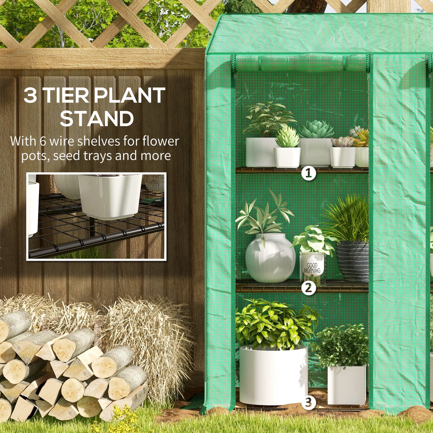 Outsunny 46 x 143cm Three-Shelf Mini Greenhouse - Green