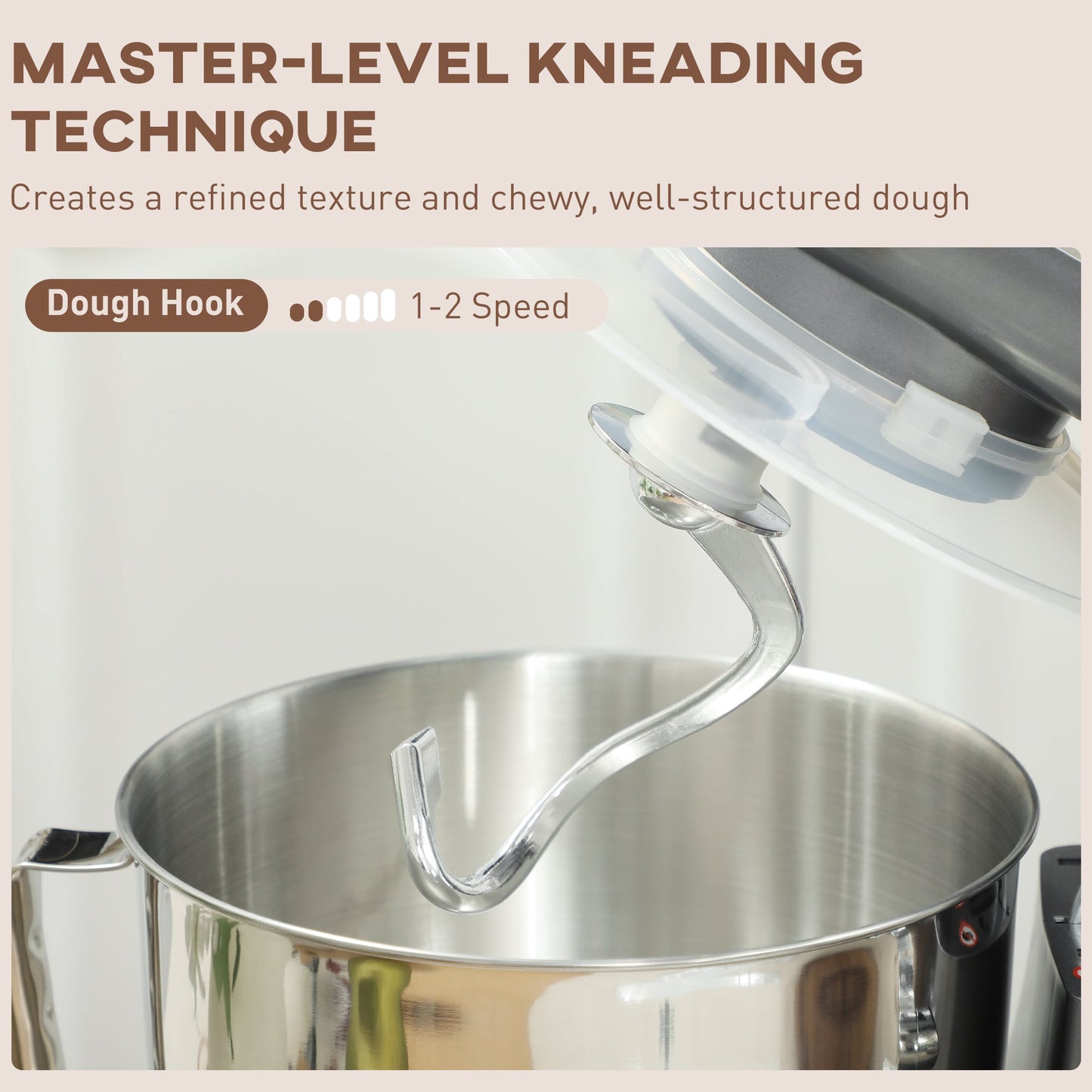 HOMCOM 1300W Kitchen Stand Mixer, with Accessories - Silver