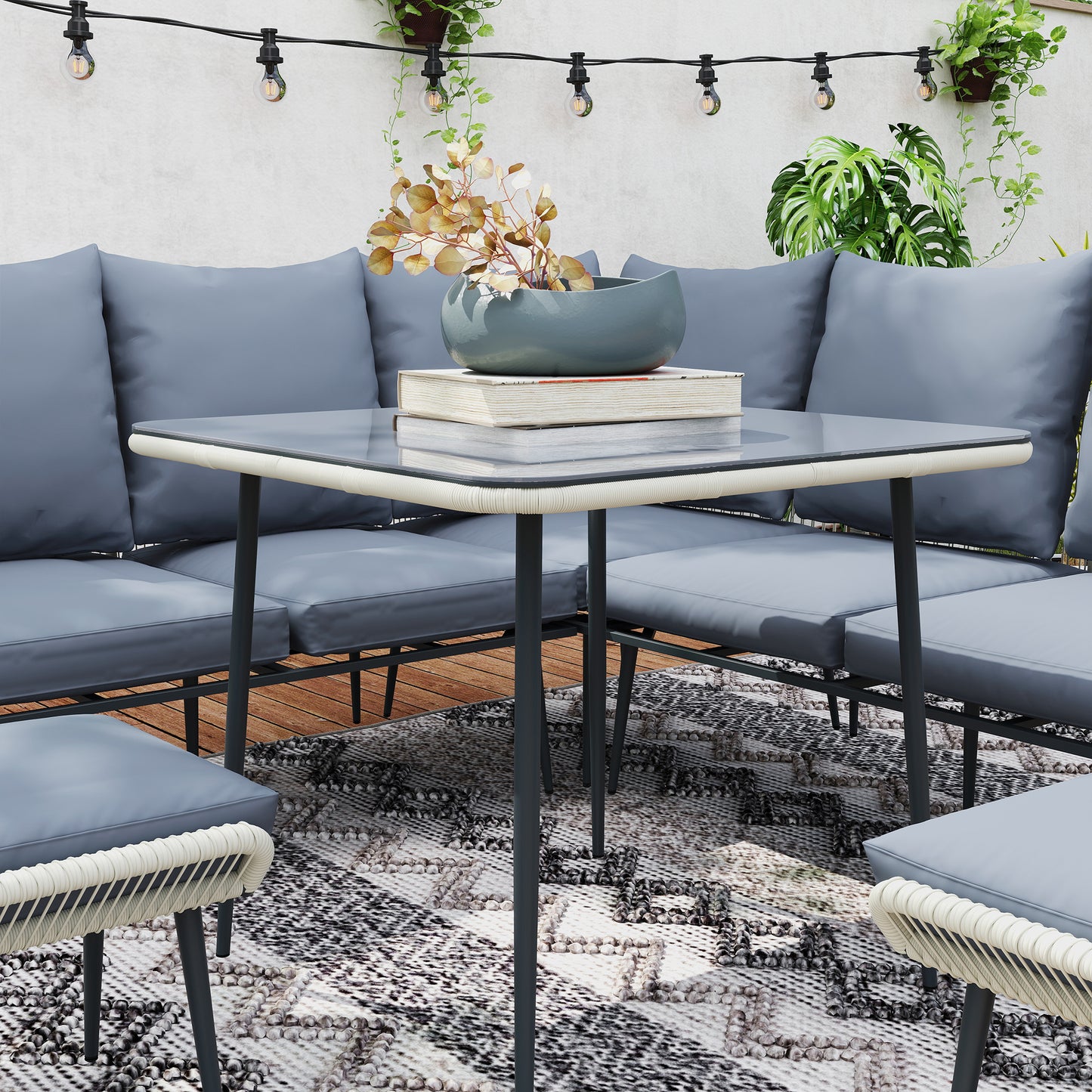 Outsunny Six-Piece Rattan Strong Garden Sofa Set - Grey