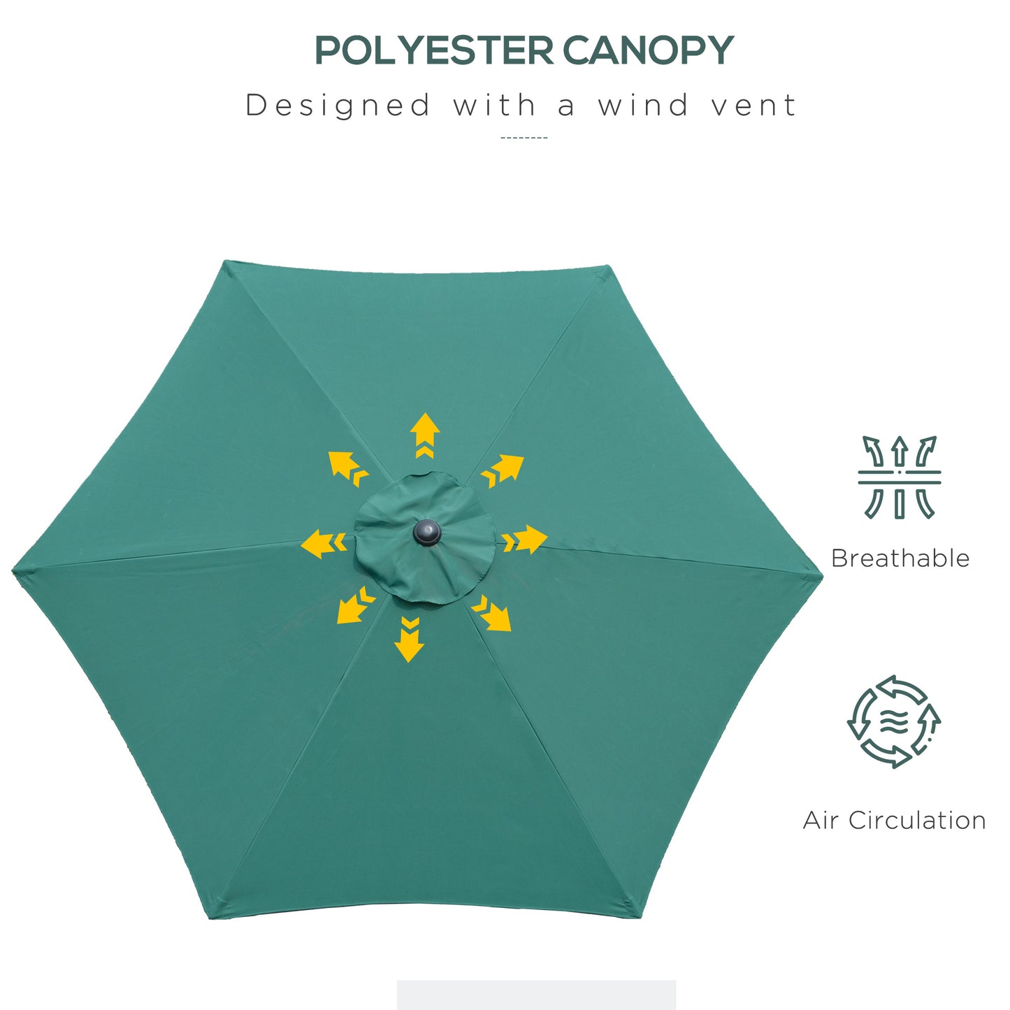 Outsunny 2,6M Parasol ogrodowy z pochyleniem i korbą, zewnętrzny parasol przeciwsłoneczny z aluminiową ramą, zielony