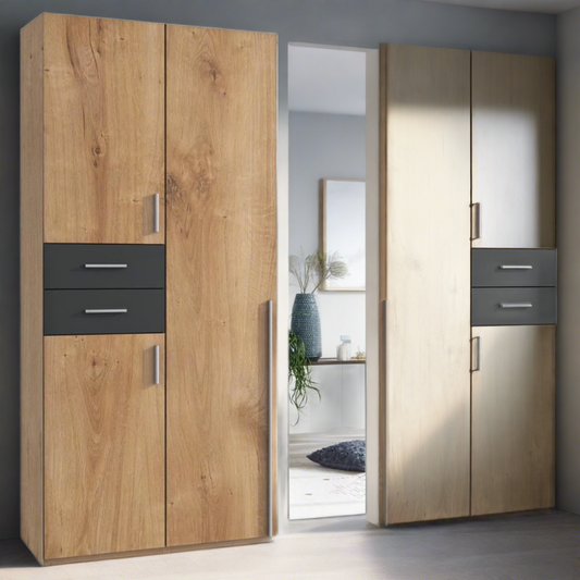 FENTON 5 Door Wardrobe Finish Oak and Graphite 225cm