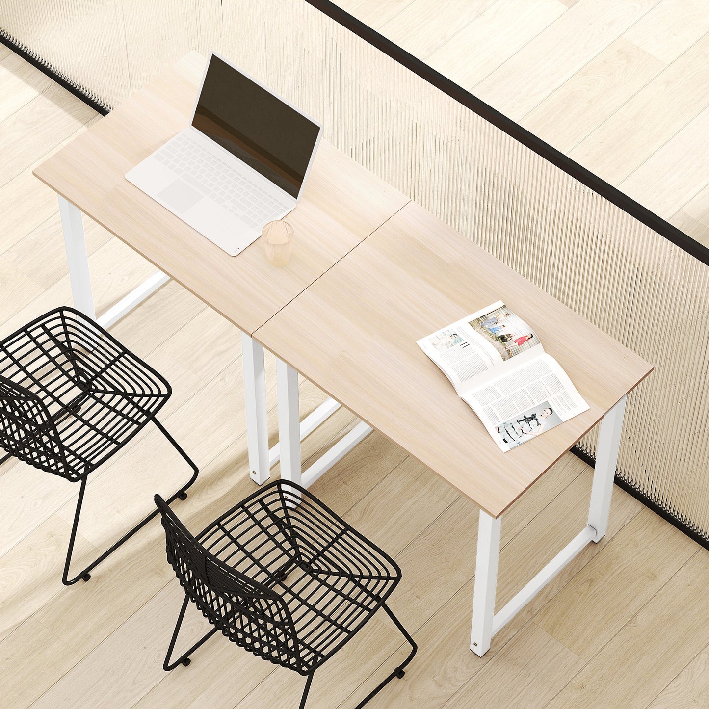 HOMCOM Computer Desk, Writing Table, 80 x 60 x 76cm Workstation for Home Office, Study with Metal Frame, Simple Assembly, White