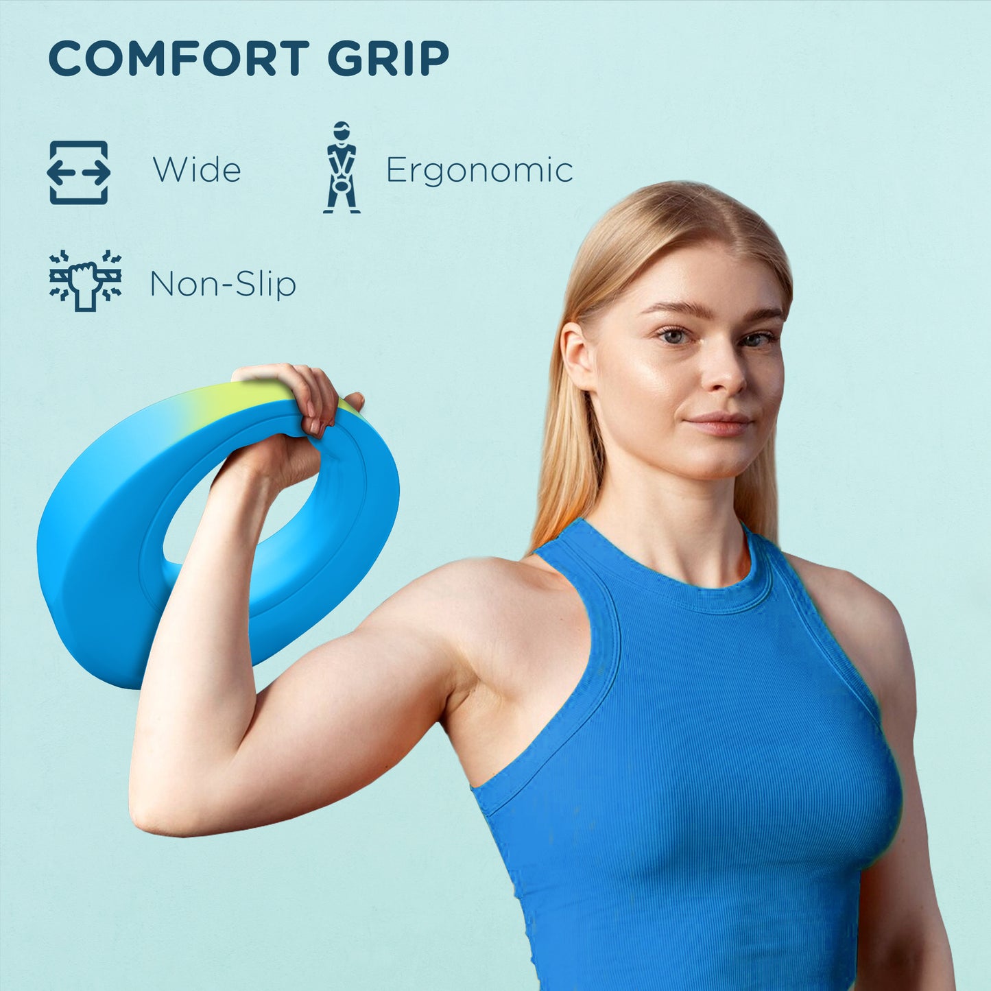 SPORTNOW 10kg Kettlebell, miękki Kettle Bell z szerokim uchwytem do domowej siłowni, podnoszenia ciężarów, treningu siłowego, jasnoniebieski
