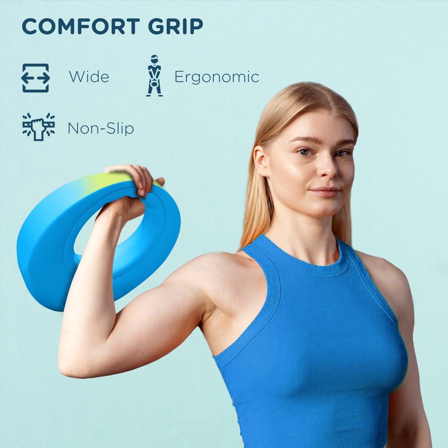 SPORTNOW 10kg Kettlebell, Kettle Bell with Wide Handle for Home Gym, Weight Lifting, Strength Training, Light Blue