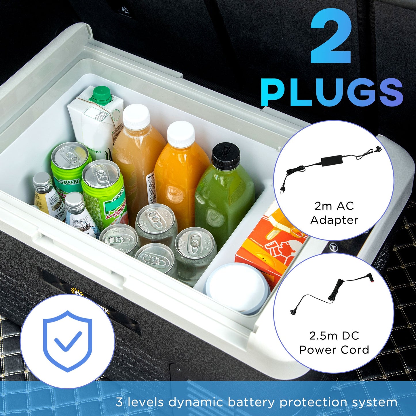 Outsunny 30L Car Refrigerator, Portable Compressor Car Fridge Freezer, Electric Cooler Box with 12/24V DC and 110-240V AC for Camping, Driving, Picnic, Down to -20_