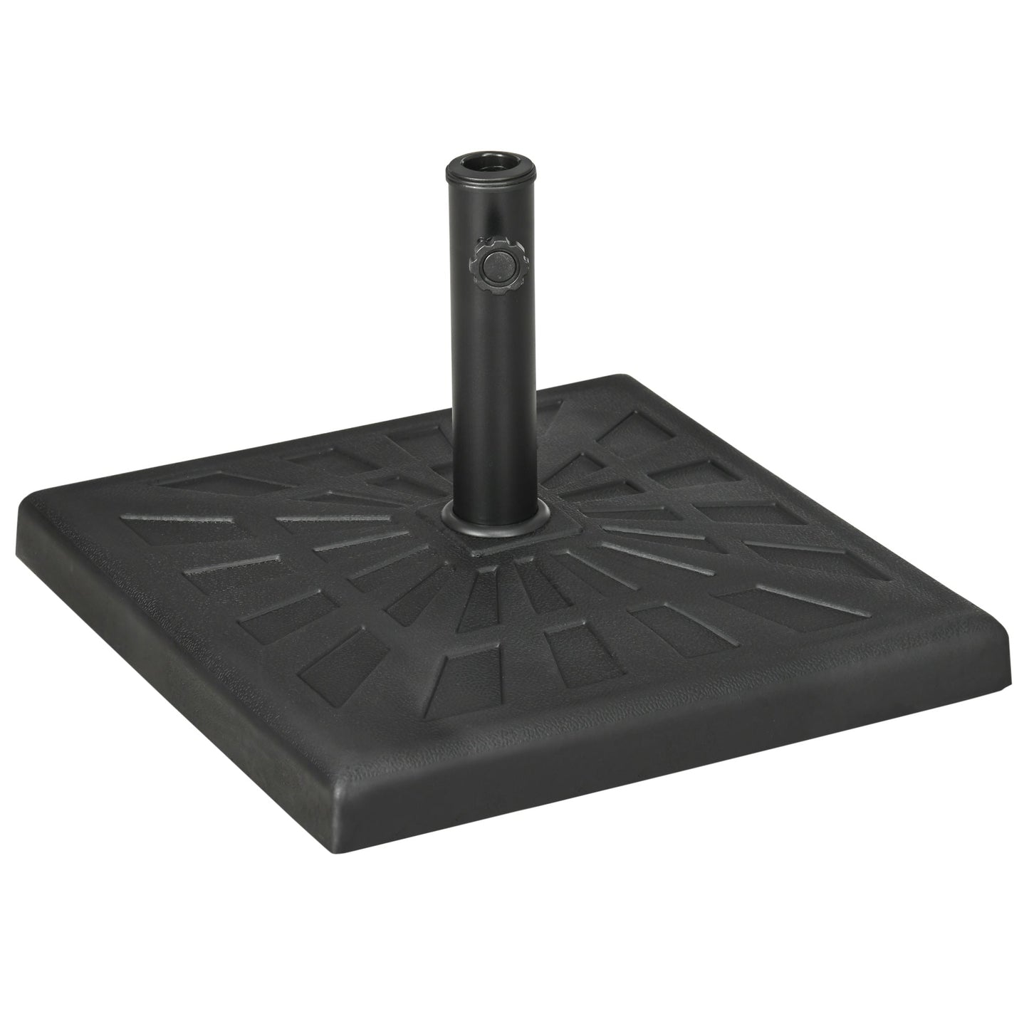 Outsunny 19kg Resin Garden Parasol Base Holder, Square Outdoor Market Umbrella Stand Weight for Poles of _32mm, _38mm, and _48mm, Black