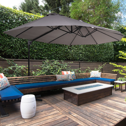 Outsunny Double Canopy Offset Parasol in Grey, image 2