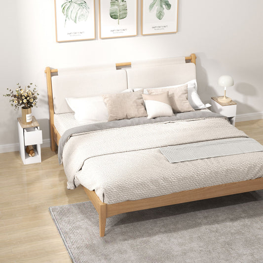 مجموعة من طاولتين تخزين عصريتين بجانب السرير من هومكوم - باللون الأبيض