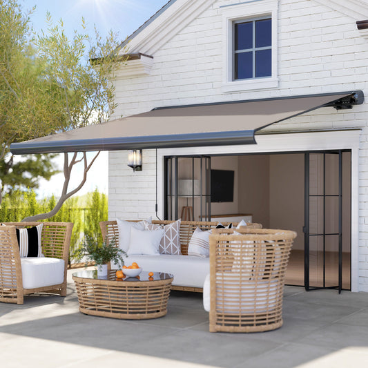 Outsunny Electric Awning with Remote Controller in Light Grey, image 2