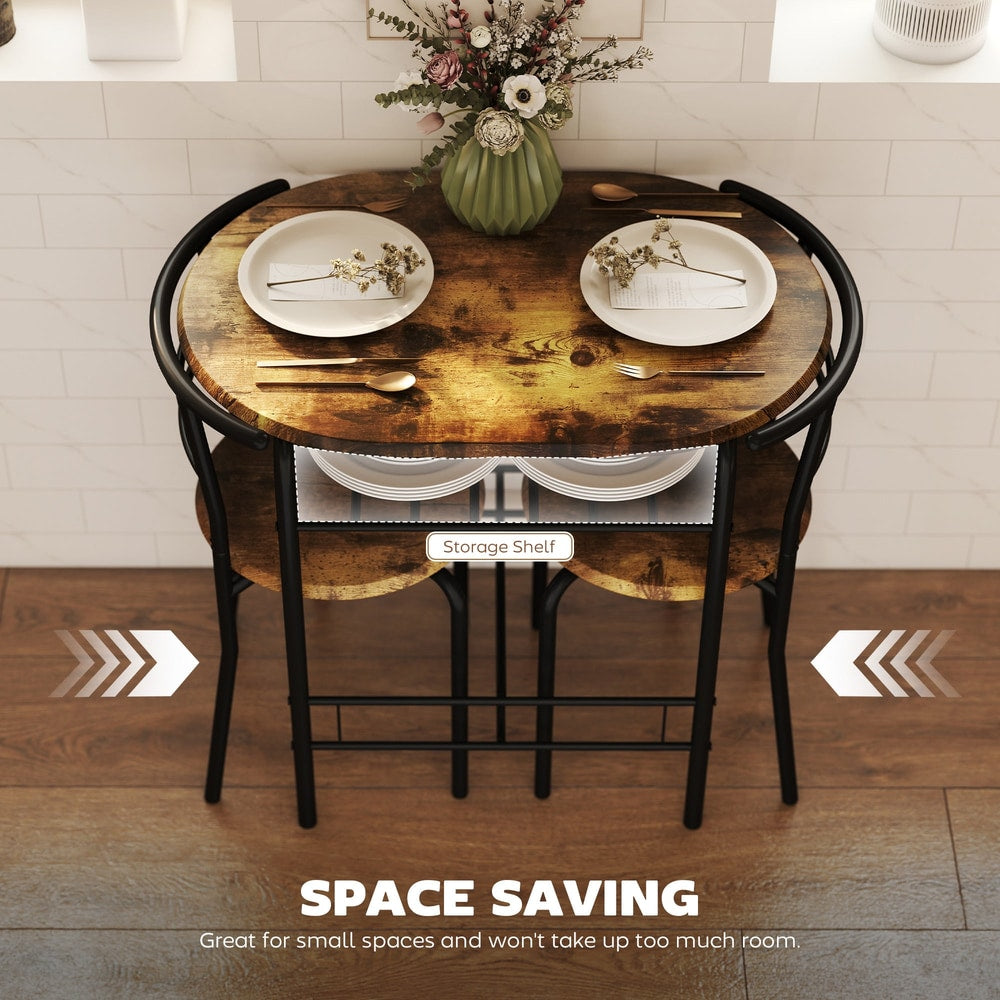 HOMCOM Three-Piece Compact Dining Set - Rustic Brown